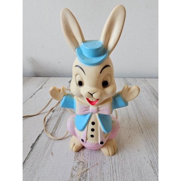 Nan-san Easter Bunny rabbit blow mold light up RARE mini tabletop vintage spring - Picture 2 of 8